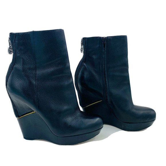Sam Edelman Shoes - Sam Edelman Split Wedge Leather Viva Bootie Black Size 7.5